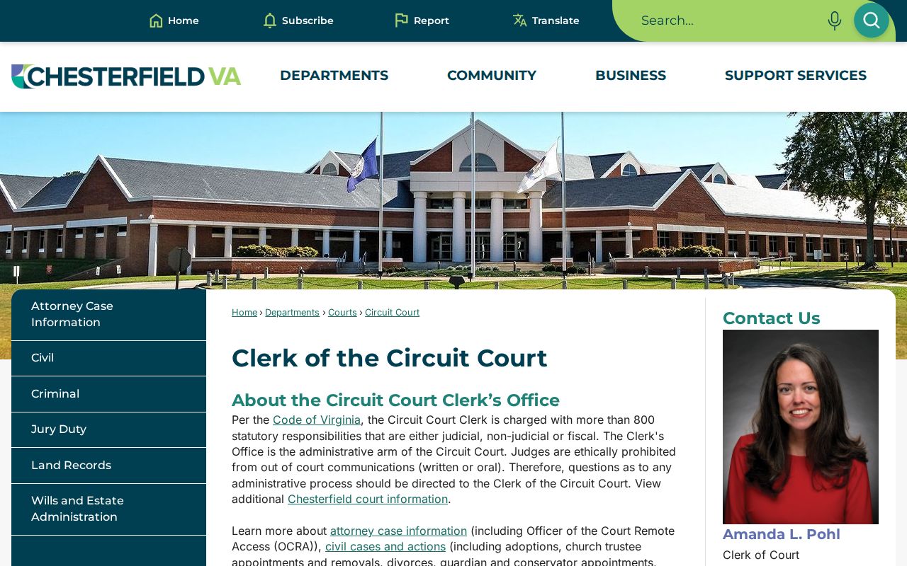 Chesterfield County Circuit Court records for a 72-hour release inquiry