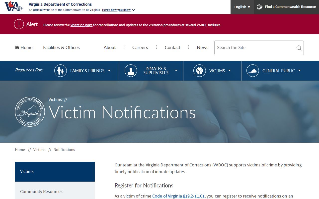 VADOC final and anticipated release notifications for Chesterfield County inmates