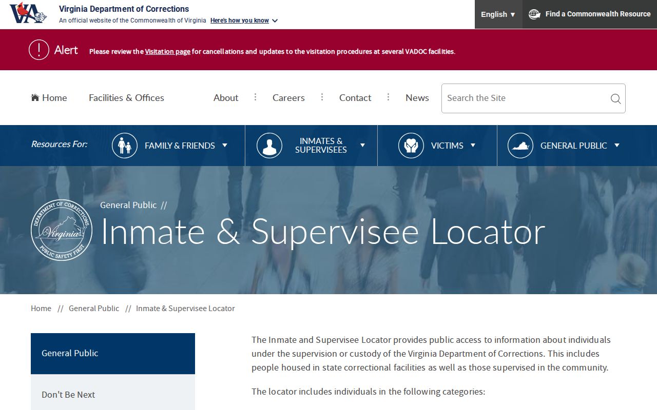 VADOC offender search for Central Virginia Correctional Unit No. 13 release status